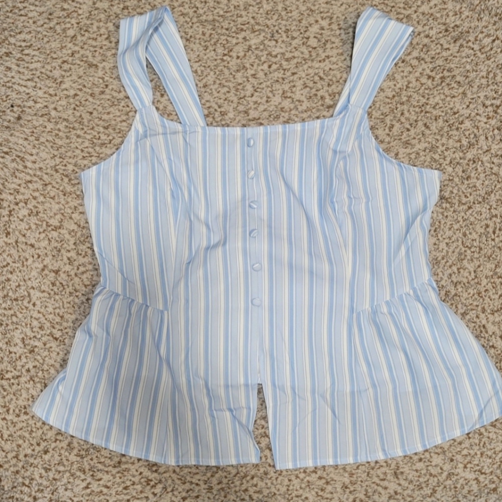 Striped Blue and White Women's Top